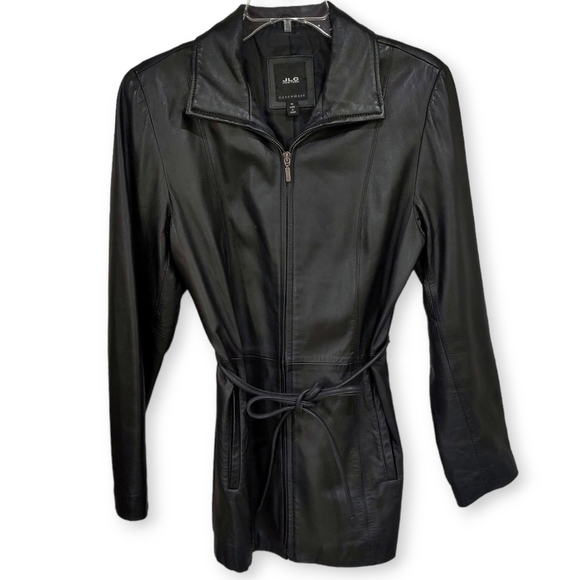 JLC Black Leather Jacket, Size Medium - Picture 1 of 8